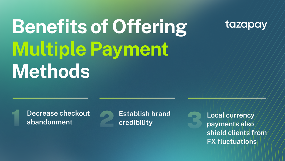 benefits of offering multiple payment methods at checkout