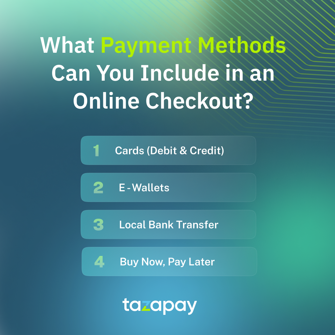 payment methods you can include in an online checkout